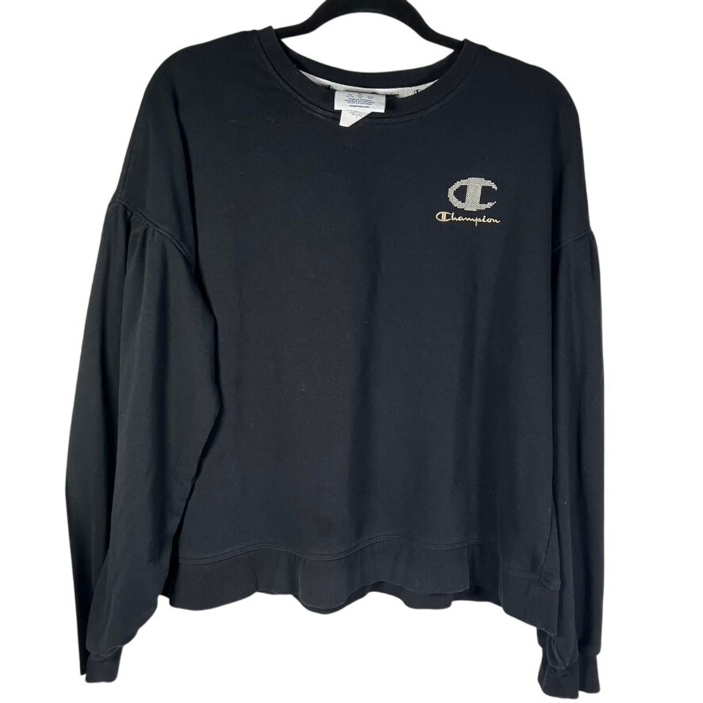 Champion Authentic Athleticwear Black Sweatshirt Crewneck Blouse Womens XL